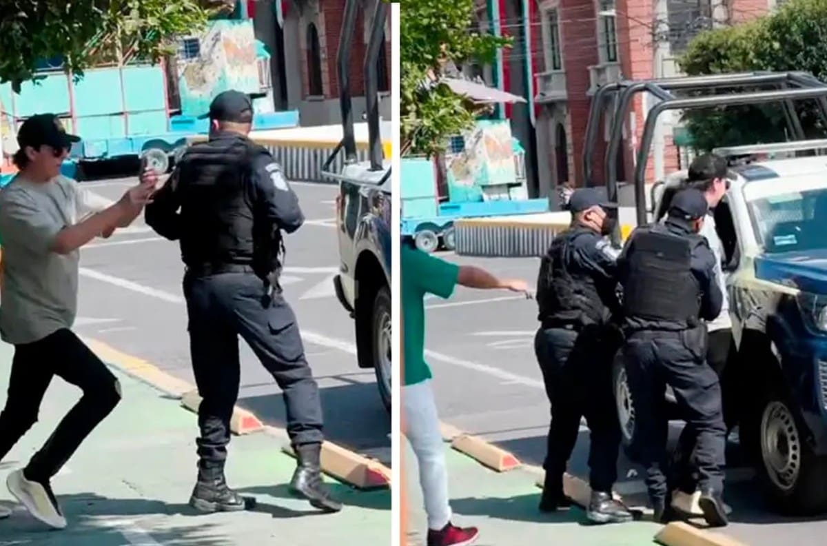 VIDEO | "Es de chill" Tiktoker empuja a policías y se lo llevan preso