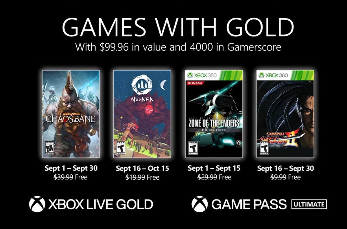 ¡Son gratis! Xbox Games with Gold en septiembre