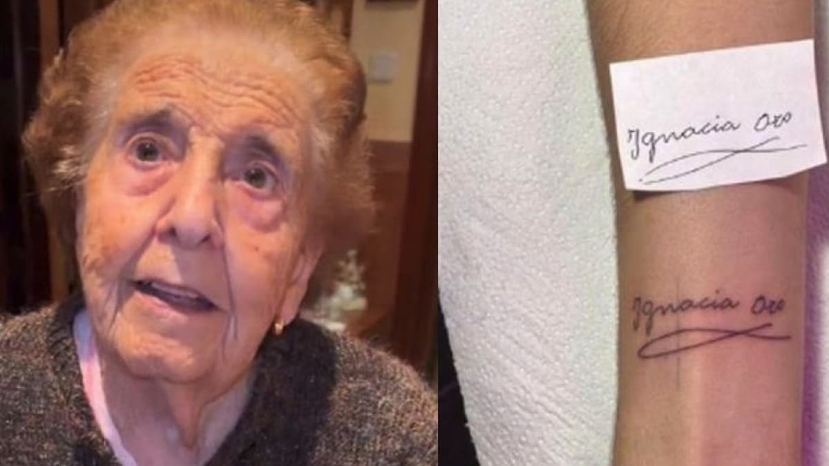 VIDEO | Joven se tatúa la firma de su abuela y su reacción se hizo viral