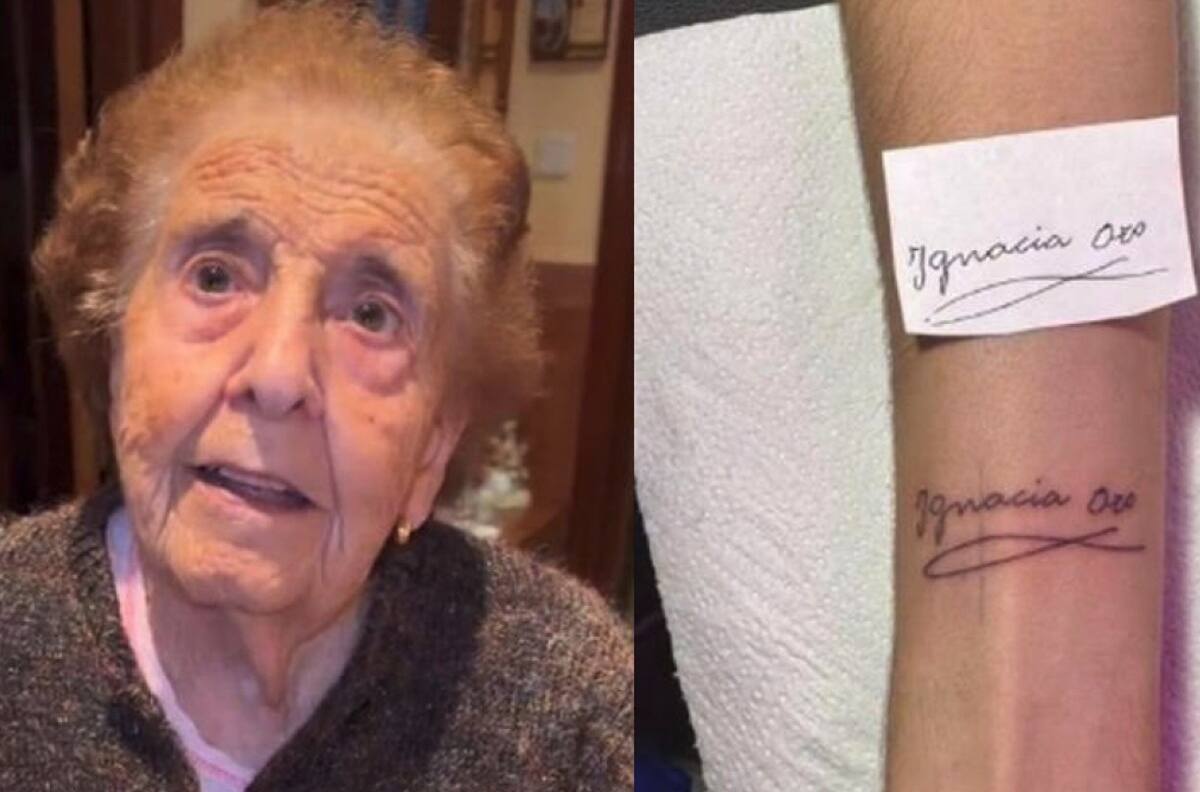 VIDEO | Joven se tatúa la firma de su abuela y su reacción se hizo viral