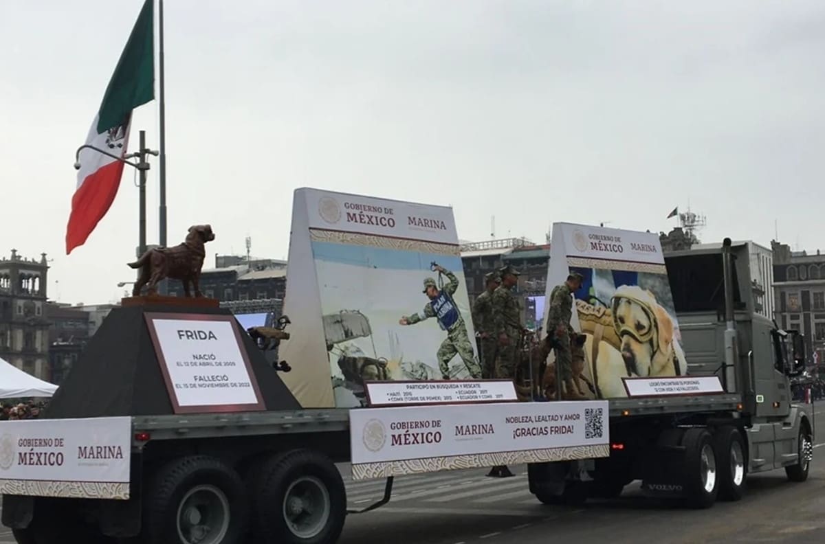 VIDEO| Rinden homenaje a perrita Frida en desfile del 20 de noviembre