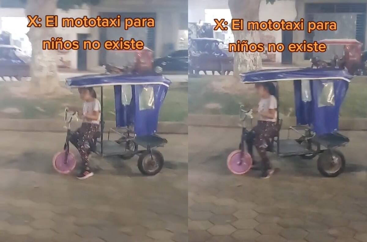 VIDEO | Niña de Perú conduce bicitaxi hecho a su medida y se vuelve viral