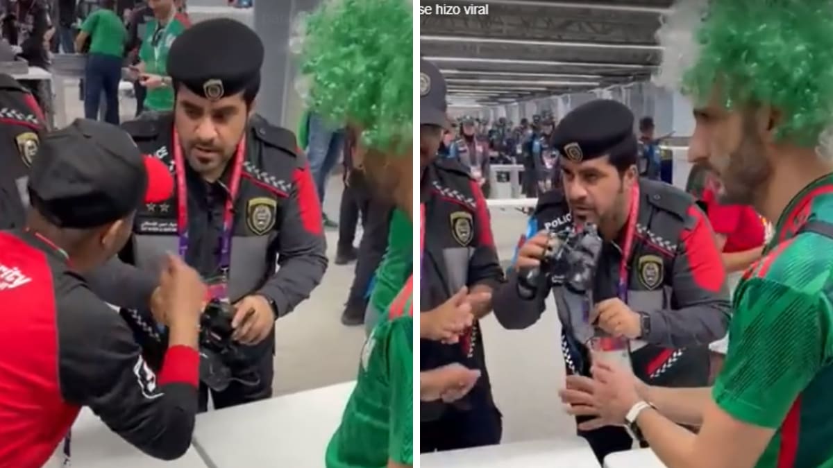 VIDEO| Mexicano intenta meter alcohol a estadio de Qatar en unos binoculares y se hace viral