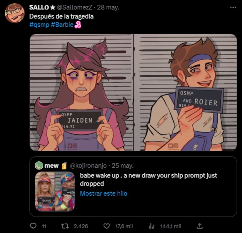 Entre Jaiden y Roier, ella es la que más negativamente se vio afectada por la muerte de Bobby en el QSMP. Créditos: @SallomezZ.