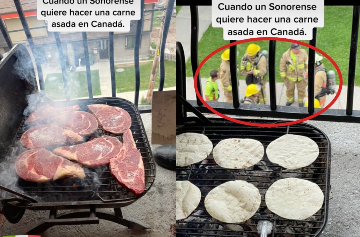VIDEO | Bomberos en Canadá llegan a la casa de un mexicano cuando hacía carnita asada
