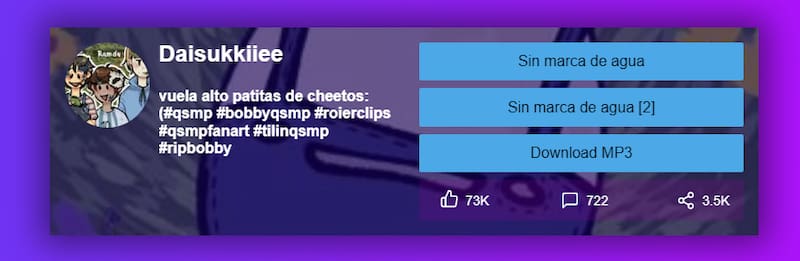 Este es el sitio que más recomendado para que le quites de marca de agua a tus videos de TikTok. Créditos: SSSTik.