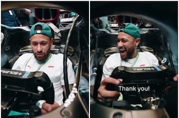 VIDEO | La increíble reacción de Neymar Jr tras subirse al monoplaza de Lewis Hamilton en la F1