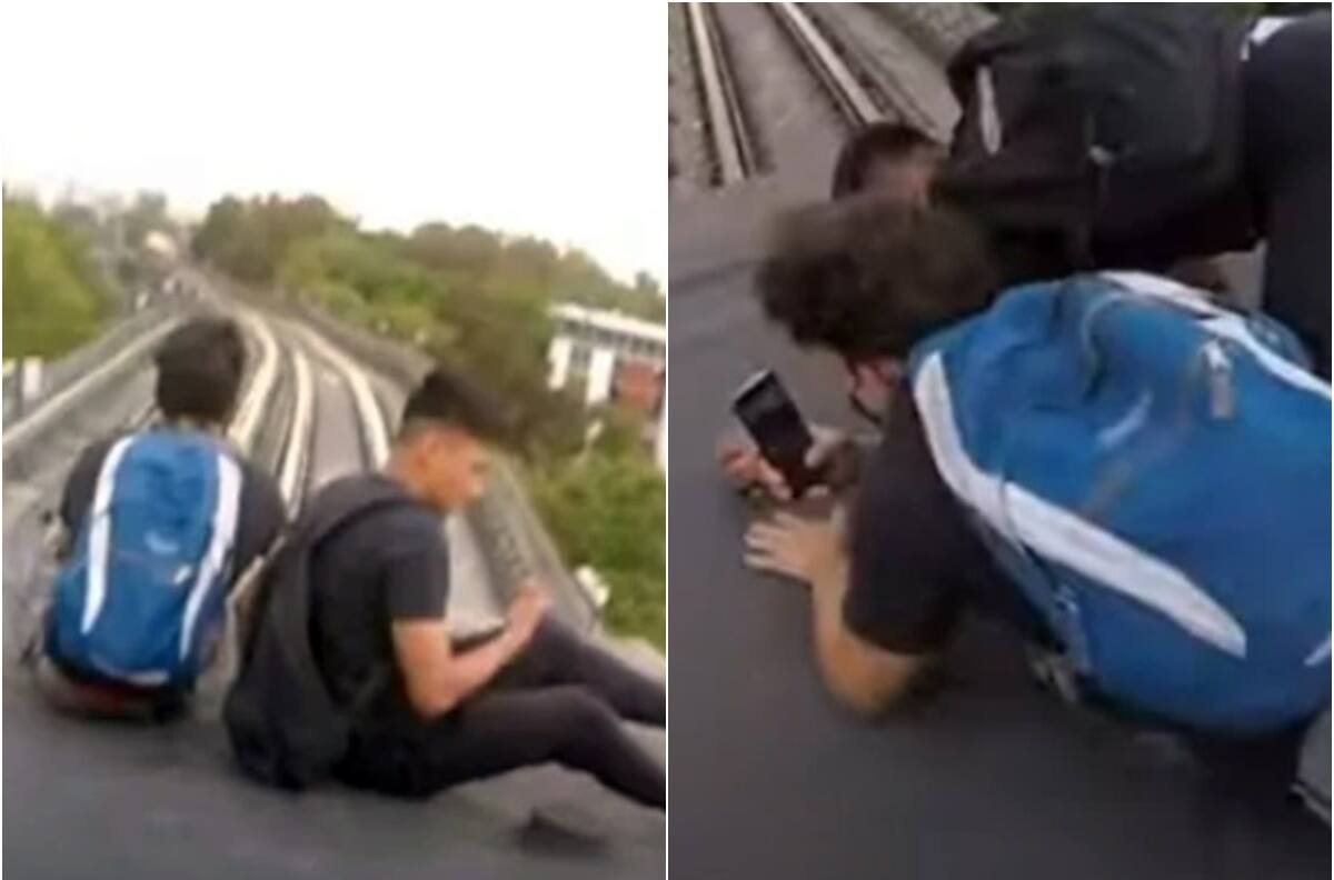 VIDEO | ¿Intrépidos o irresponsables? Jóvenes se graban “surfeando” sobre tren del Metro de la CDMX