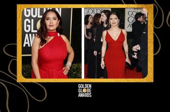 Después de 18 años, Salma Hayek vuelve a deslumbrar en rojo durante los premios "Globos de Oro"