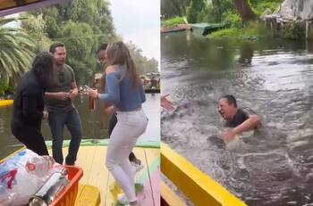 VIDEO | Al ritmo de 'El Tucanazo', joven cae de una trajinera en Xochimilco y se vuelve viral
