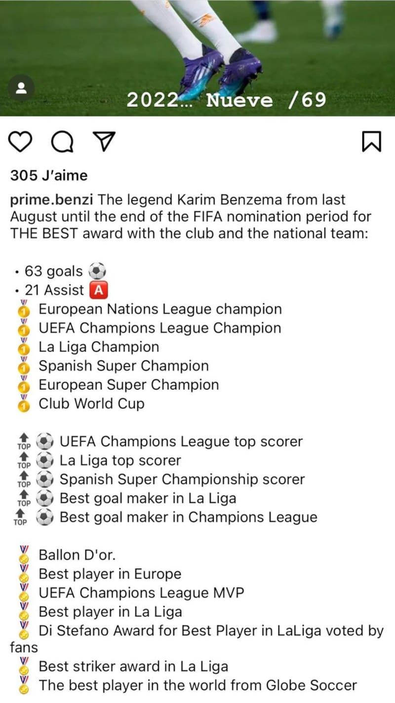 Los números que Karim Benzema le enrostra a la FIFA.