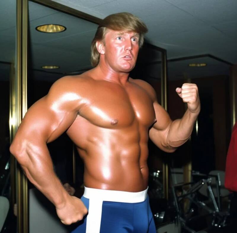 Donald Trump con cuerpo atlético, según la IA.