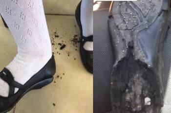 VIDEO | El calor derritió la suela del zapato de una joven, rápidamente se viralizó en redes sociales