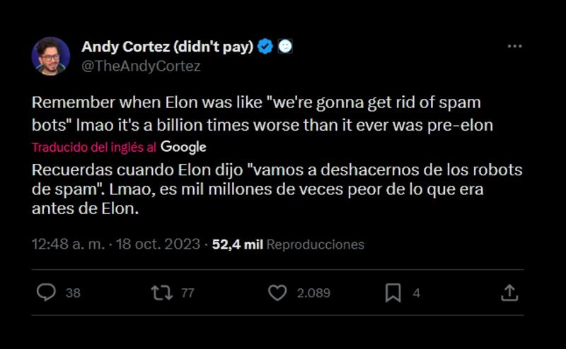 Según los usuarios, desde que Elon Musk compró Twitter, la situación con los bots de spam se ha vuelto mucho peor.