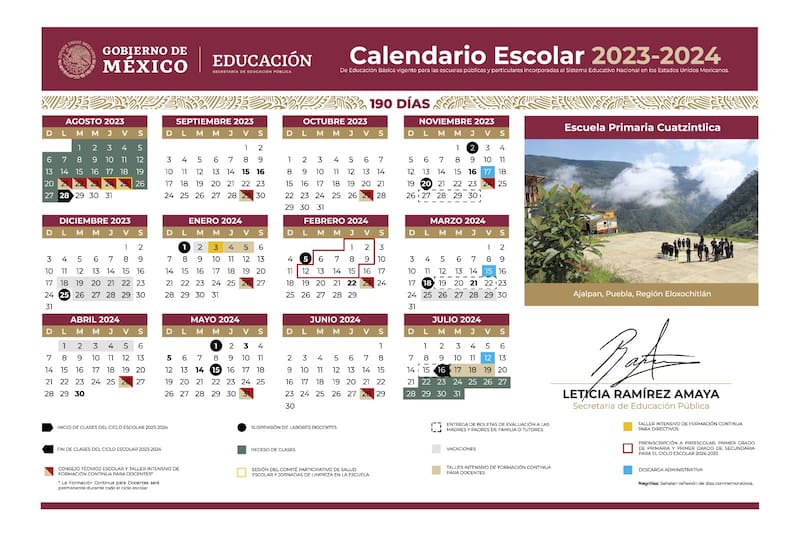 Así quedó el calendario escolar 2023-2024.