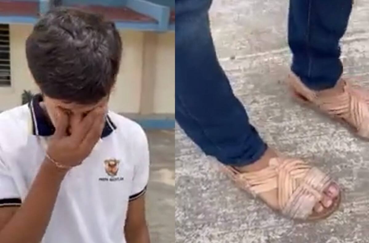 Se burlaba de los tenis de su compañero hasta que el papá lo hizo ir en chanclas a la escuela