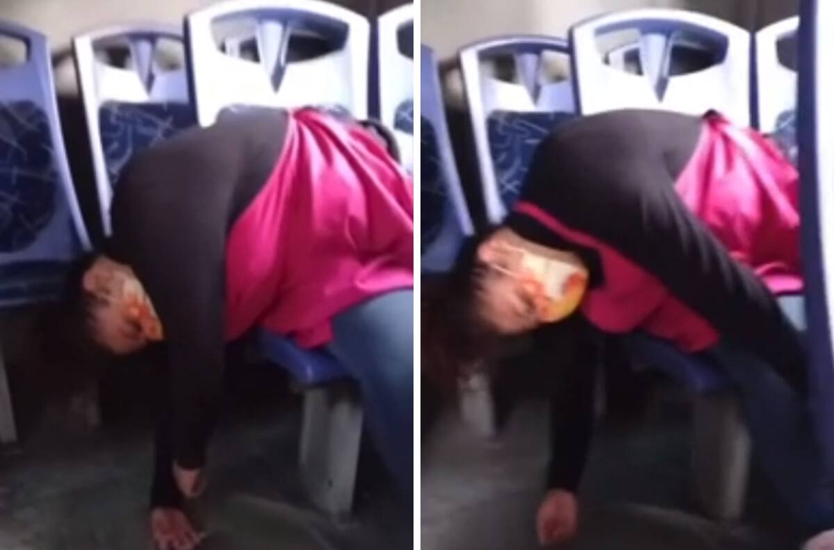 VIDEO| Mujer se queda dormida en un camión y se vuelve viral