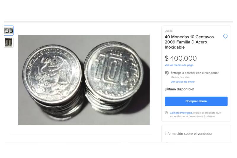 Monedas 10 centavos en 400 mil pesos.