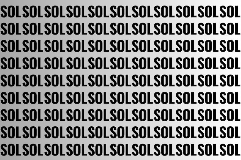 En este test visual está escrita la palabra SOL muchas veces, pero entremedio hay una que dice SOI.