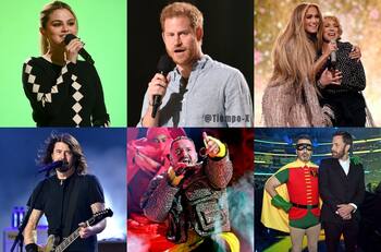El príncipe Harry se subió al escenario sin Meghan Markle, en un concierto solidario con Jennifer Lopez, Ben Affleck, J Balvin y Selena Gómez