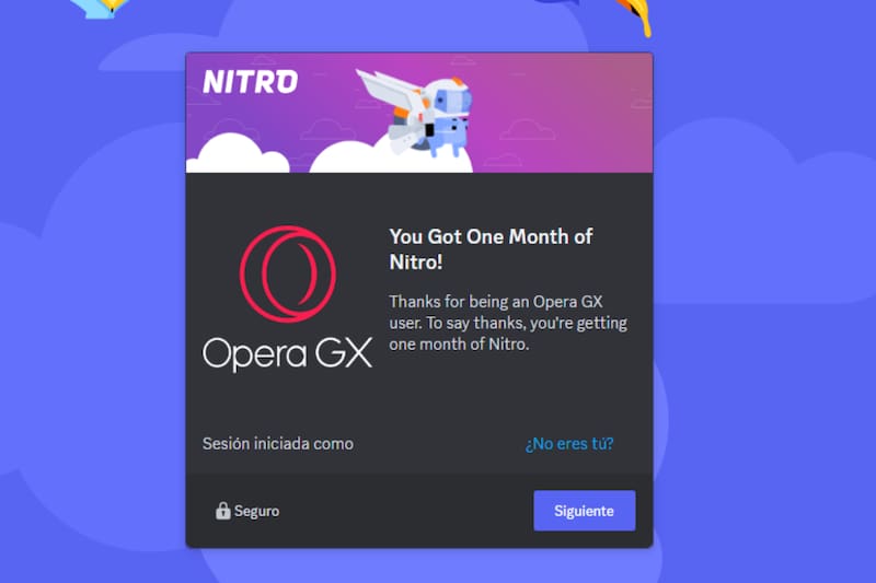 Así aparecerá cuando estés cobrando tu Nitro gratis.