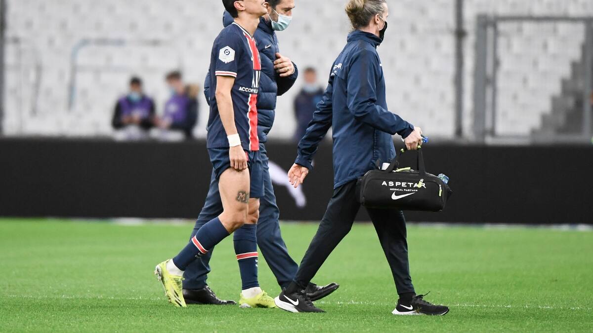 Preocupación en el PSG: Di María se lesiona a 9 días de los octavos de Champions