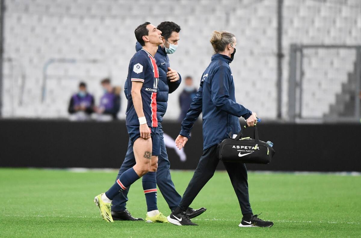 Preocupación en el PSG: Di María se lesiona a 9 días de los octavos de Champions