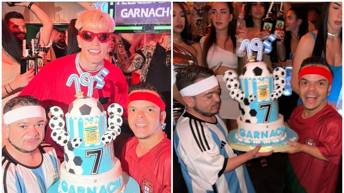 Alejandro Garnacho invitó personas de talla baja disfrazadas de Messi y Cristiano Ronaldo para celebrar su cumpleaños