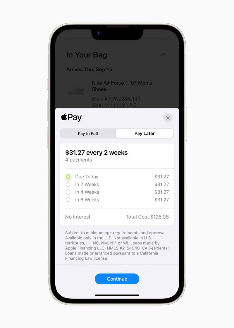 Así luce la interfaz para Apple Pay Later.