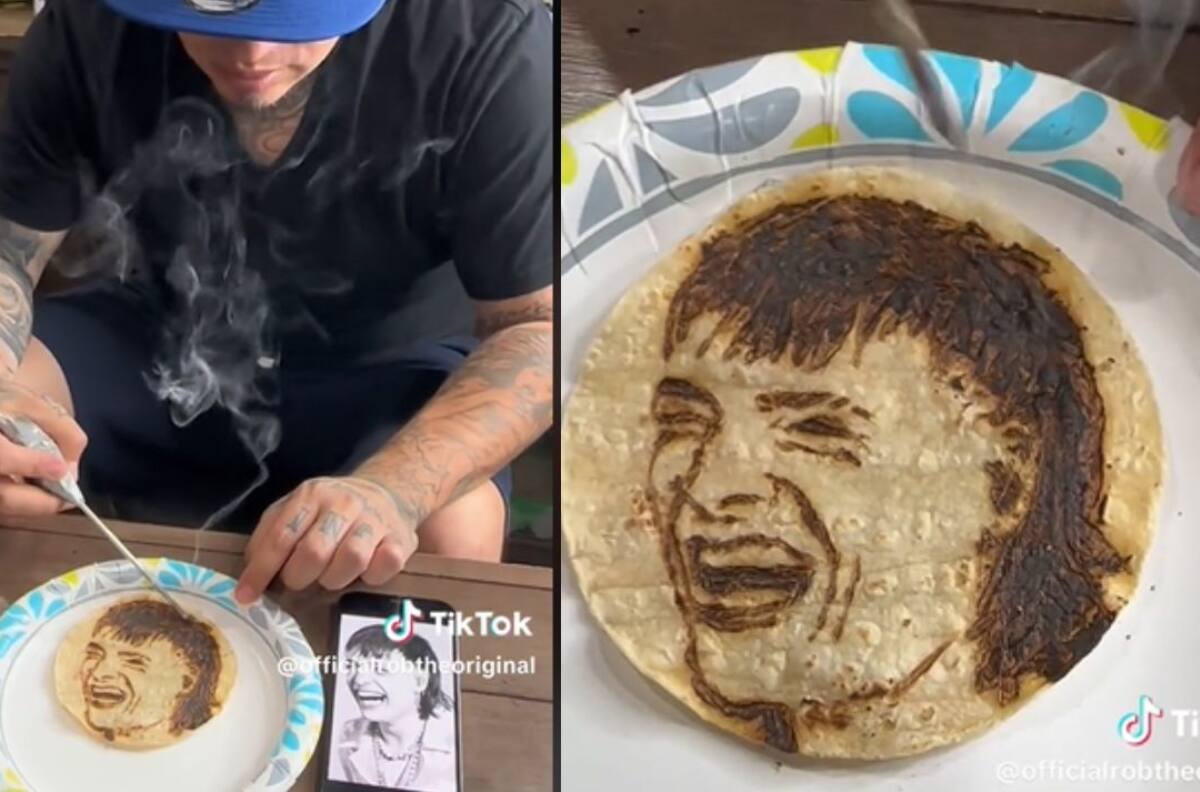 VIDEO | Artista plasma cara de Peso Pluma en Tortilla de maíz
