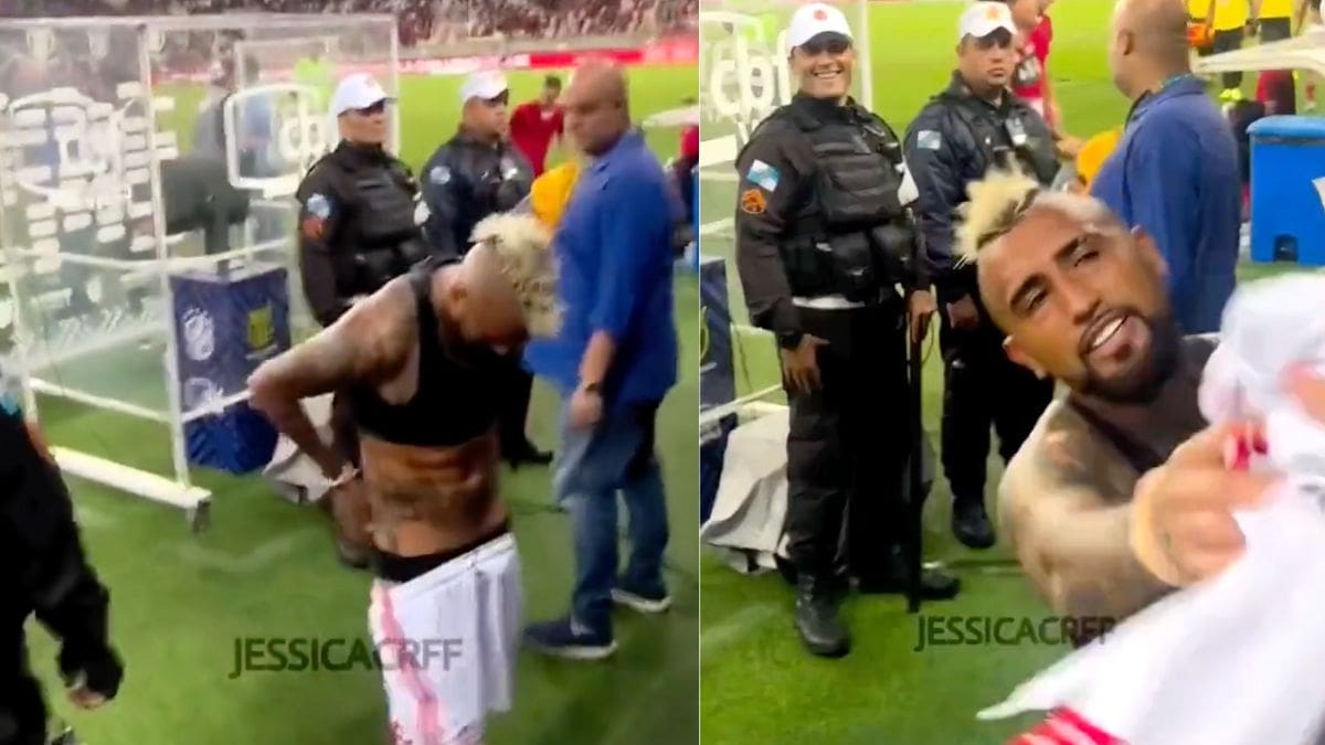 VIDEO: Arturo Vidal se quedó en calzoncillos en el Maracaná para complacer a hinchas del Flamengo