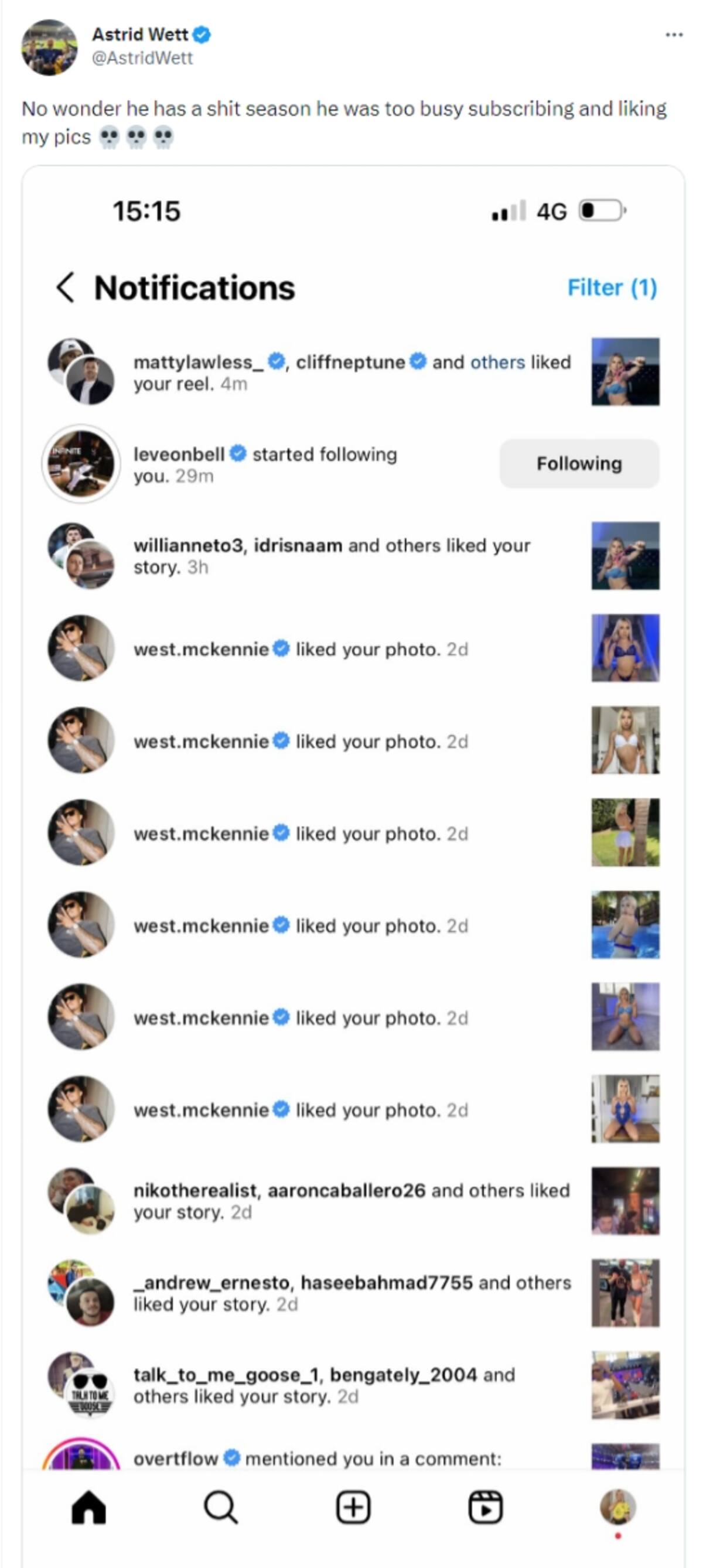 Astrid Wett y Weston McKennie, la última polémica del Leeds