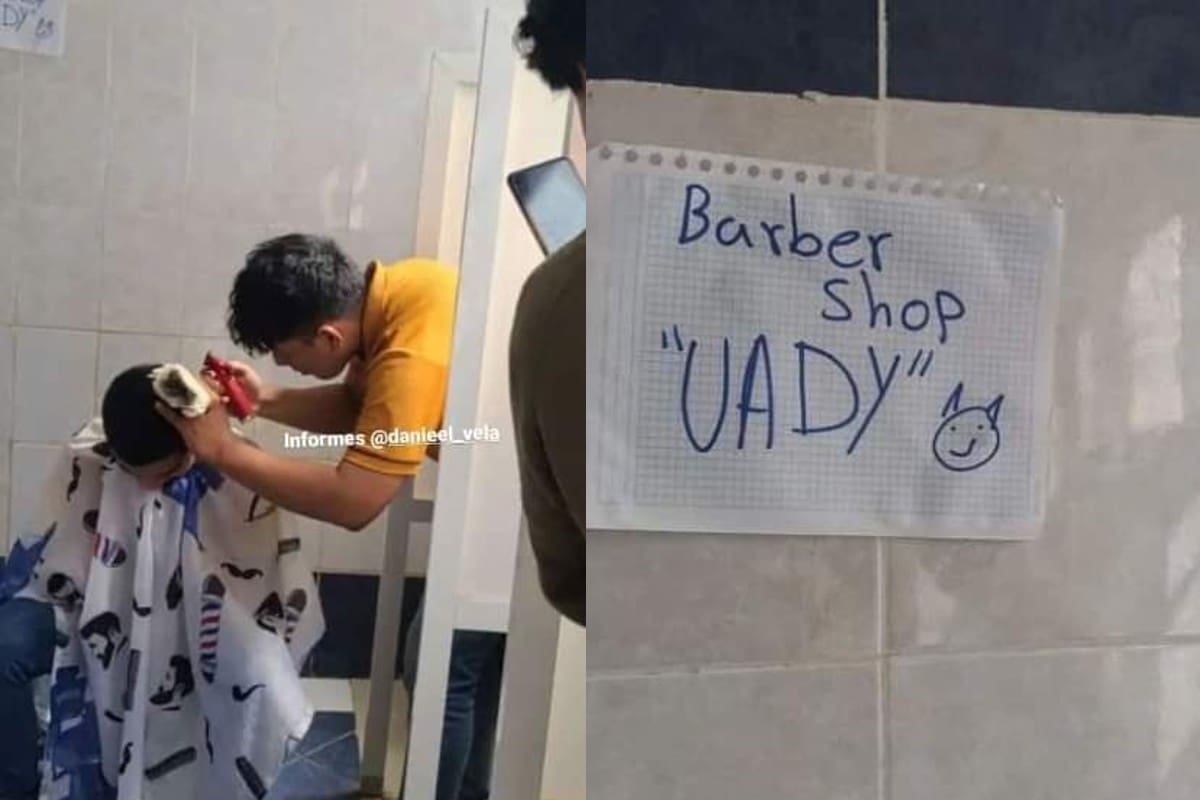 Conoce al estudiante que armó toda una barbería en los baños de una preparatoria.