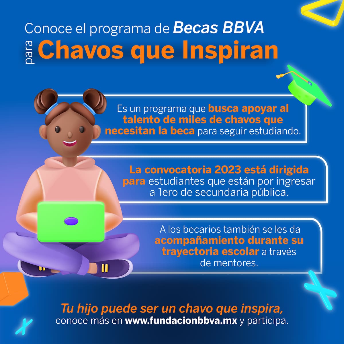 Una institución financiera otorgará una beca por tres años para estudiantes que cursarán el nivel sencundaria.