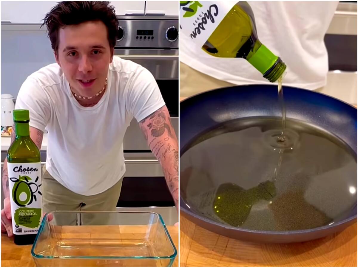 El hijo de Victoria y David Beckham causó controversia por usar aceite de aguacate para freir pollo.