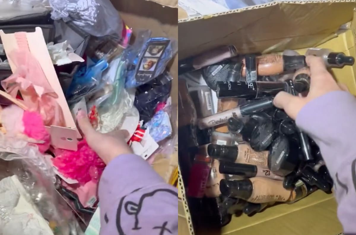 Chica se hace viral por encontrar en la basura una caja llena de maquillaje nuevo | VIDEO