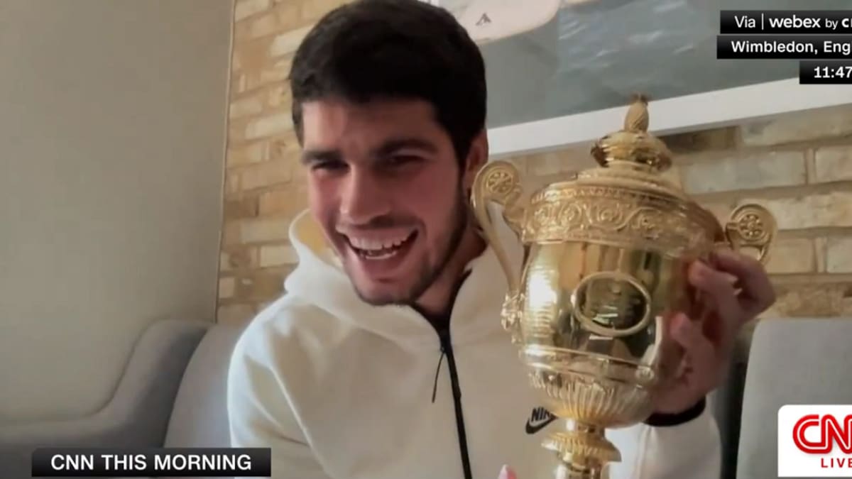 VIDEO | El chascarro de Carlos Alcaraz en entrevista en vivo tras ganar Wimbledon