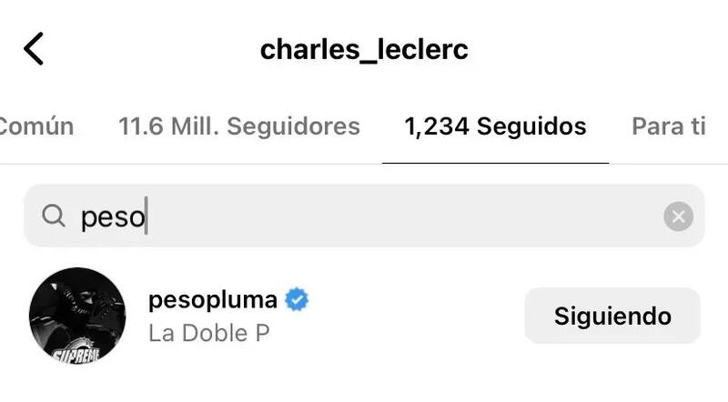 sigue a Peso Pluma en Instagram. (Captura de pantalla)