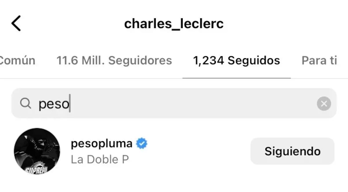 sigue a Peso Pluma en Instagram. (Captura de pantalla)