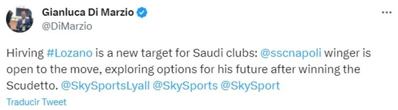 El Chucky Lozano no entra en planes den Napoli.