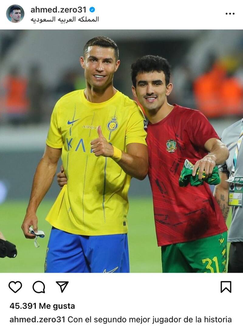 La publicación del jugador de Al Shorta con Cristiano Ronaldo