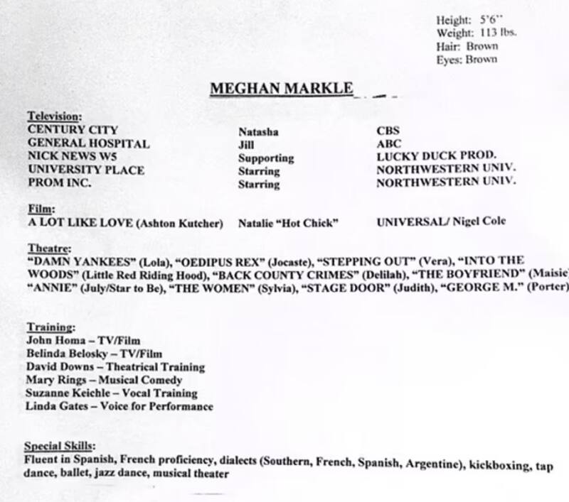 Así luce el CV con el que Meghan Markle buscaba trabajo