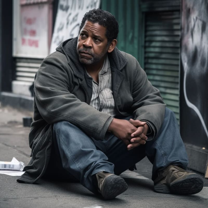 Denzel Washington viviendo en la calle, según la IA