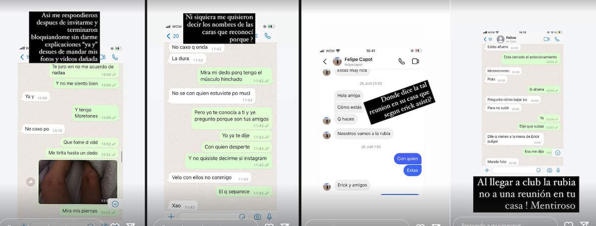 Pantallazos de denuncias contra Erick Pulgar.