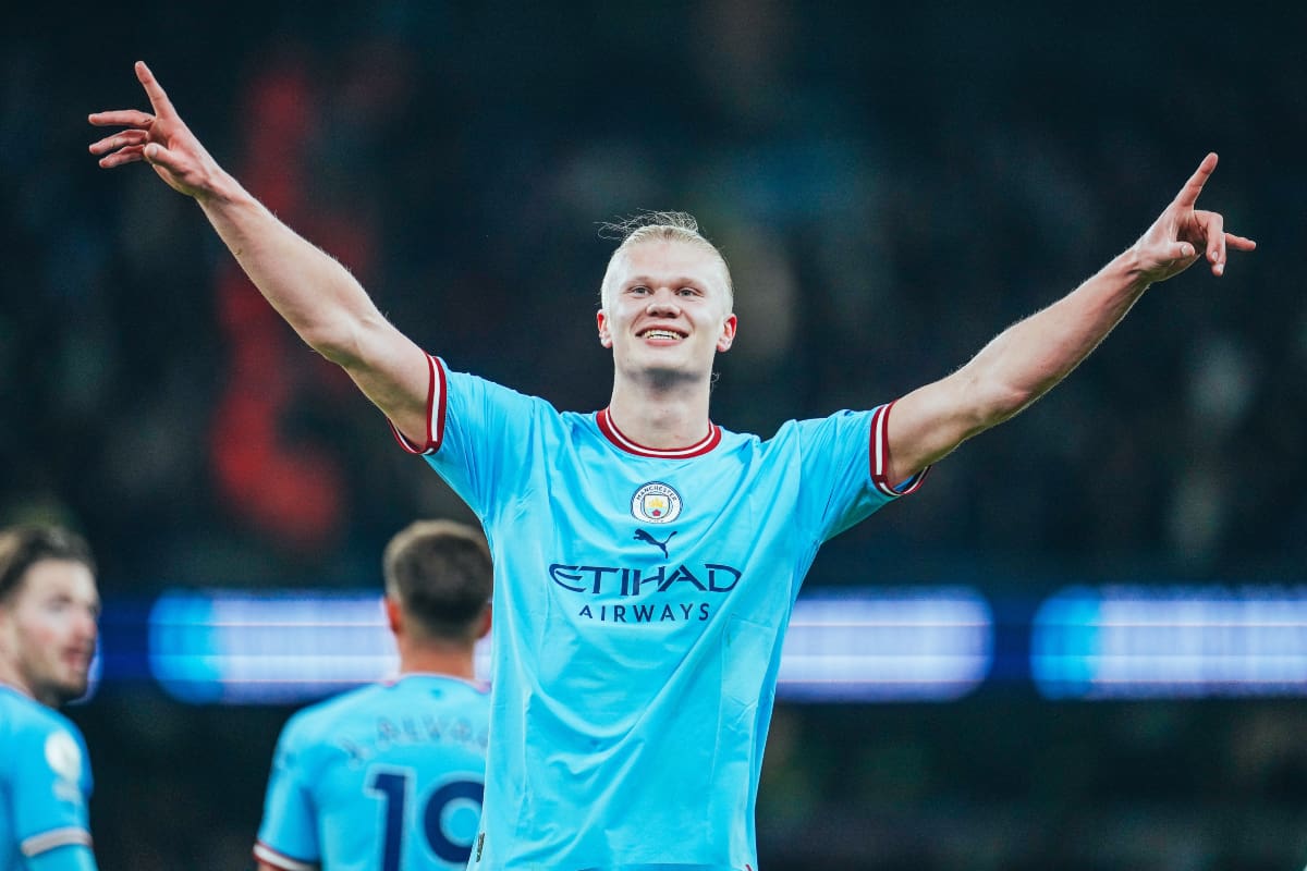 Erling Haaland, goleador del Manchester City lleva 35 anotaciones en su primera temporada en la Premier League. (Foto: @ManCity)