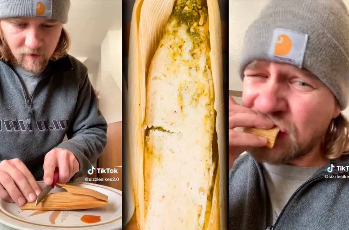 Extranjero come tamal con hoja de maíz y es criticado en redes sociales| VIDEO