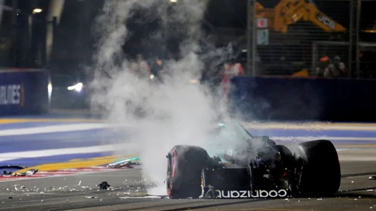 VIDEO | ¡No lo cuenta dos veces! El fuerte accidente que sufrió Lance Stroll en la qualy del GP de Singapur de F1