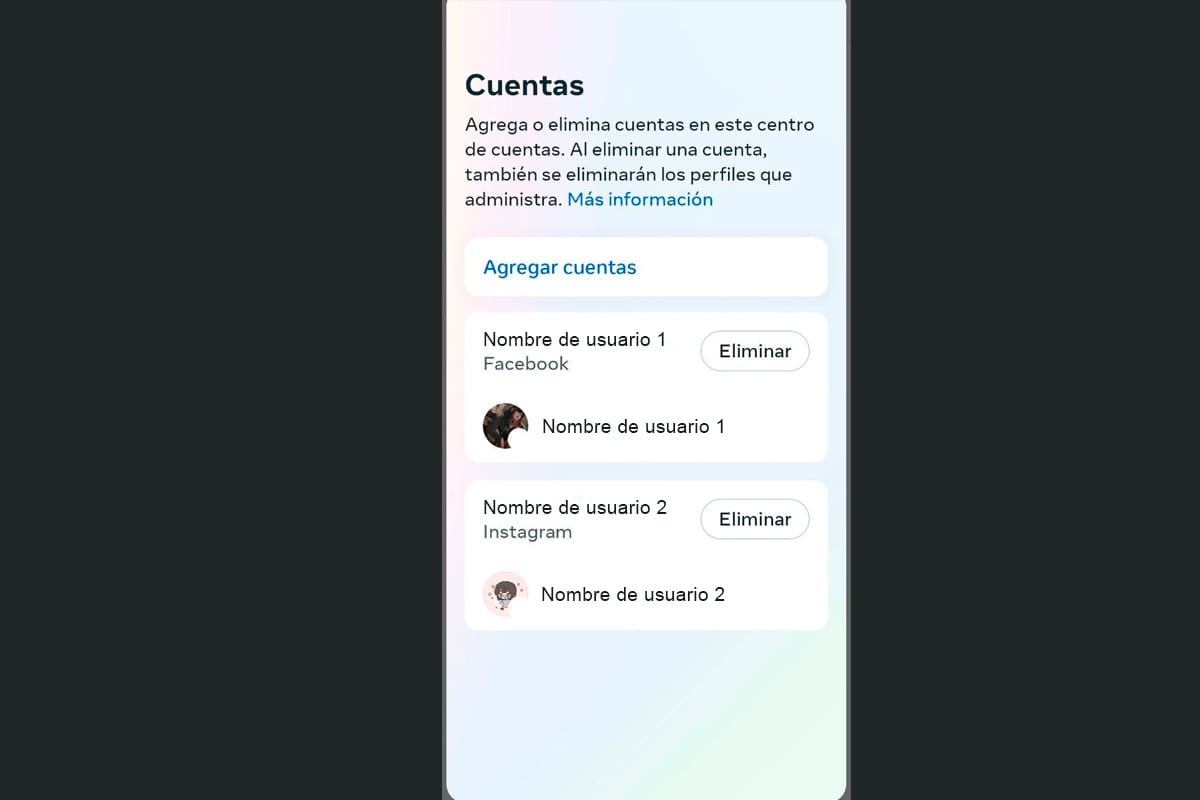 Tendrás que seleccionar el botón de "Eliminar" junto al nombre de la cuenta que quieras desvincular.