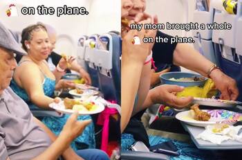 VIDEO | Familia se hace viral por subir al avión con guiso de pollo entero