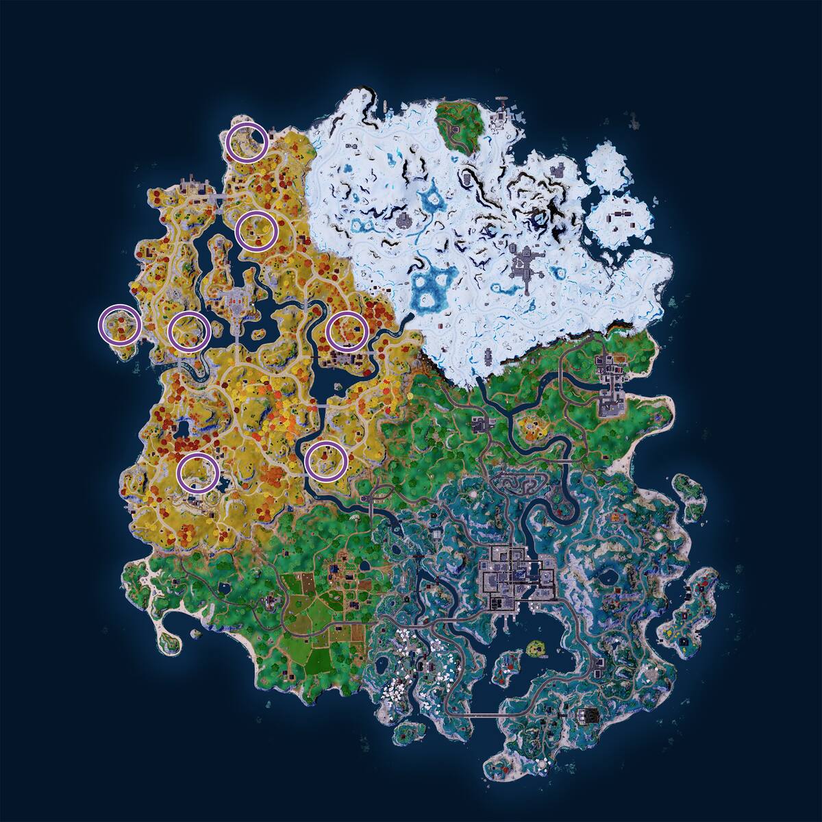En estos lugares encontrarás a los titanes. Créditos: Tecno Game - Fortnite.